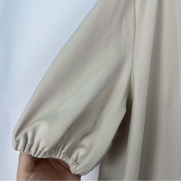 2/$30 Nordstrom brand dress top grey-tan short sleeves sz Large - Picture 4 of 7